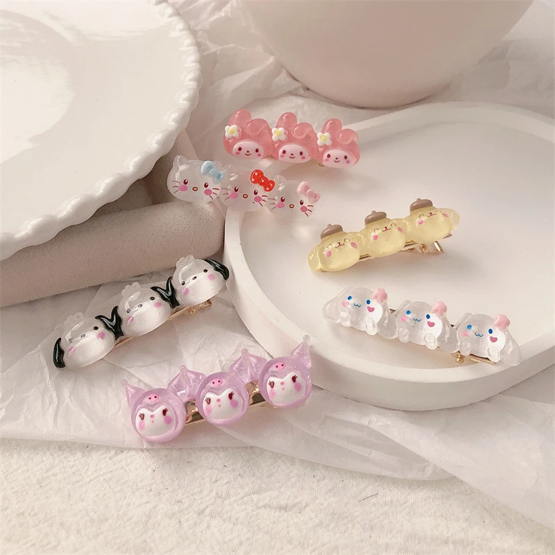 2PCS Kawaii Sanrio Hairpin Cute Hello Kitty Melody Kuromi Girls BB Clip Cartoon Side Bangs Clip fermaglio per capelli accessori per capelli regalo