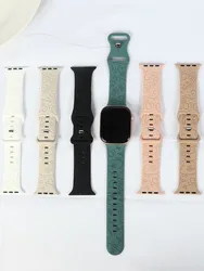 Strap For Apple Watch Band 44mm 40mm 41mm 42 45mm 49mm 46mm Floral Engraved bracelet correa iwatch series 10 9 SE 8 Ultra 2 3 11