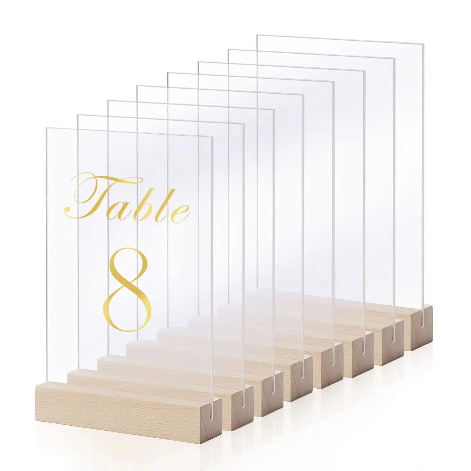 Acrylic Sheets with Wood Stands, Clear Acrylic Sign Blank for Crafts, Acrylic Table Numbers for Wedding Party DIY Acrylic Plaque