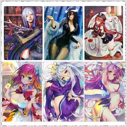 Anime Goddess Story albedo Hu Tao DIY game bronzing rare collection flash card Boys board game toys Christmas birthday gift