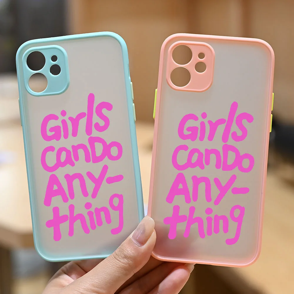 

Funny Letter Girls Can Do Anything Phone Case For iPhone 17 16 15 11 12 14 13 Pro Max Mini X XS XR 7 8 Plus SE 16E Air Cover