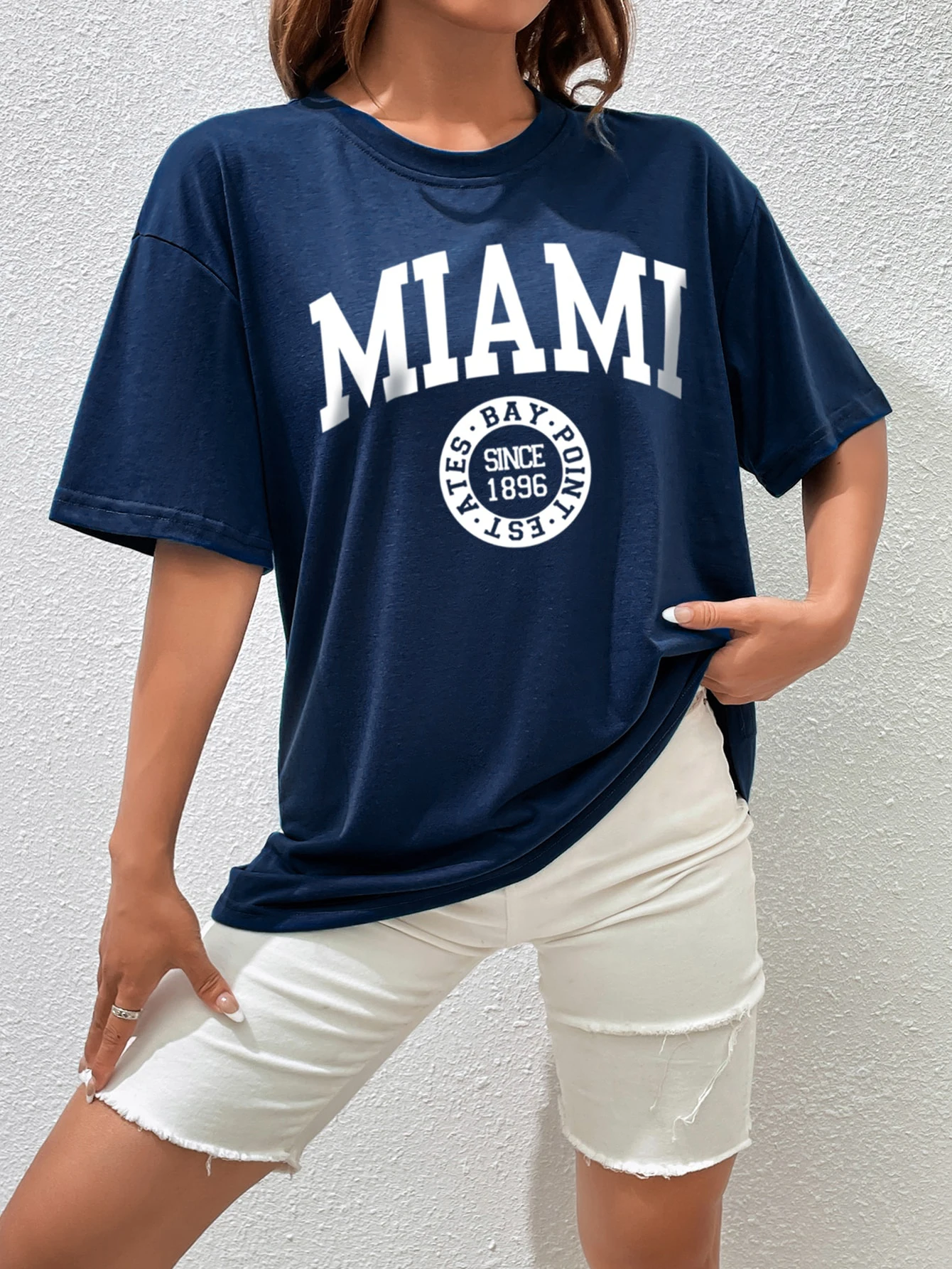 Miami Since 1896 Cotton Print T-Shirt Niche Sport Loose Softtee Tops All-Match Summer Casualtshirt Comfortable Essential Tshirt