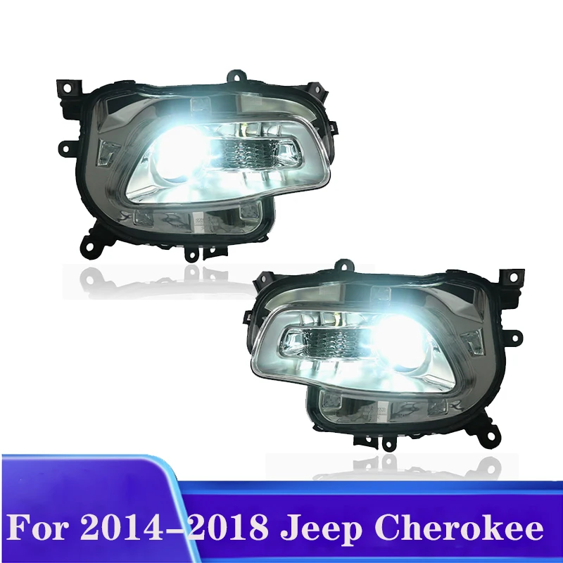 

Фара ForJeep Cherokee 2014-2021 Комплект модернизированной фары Jeep Cherokee в сборе с прозрачными линзами дневных ходовых огней