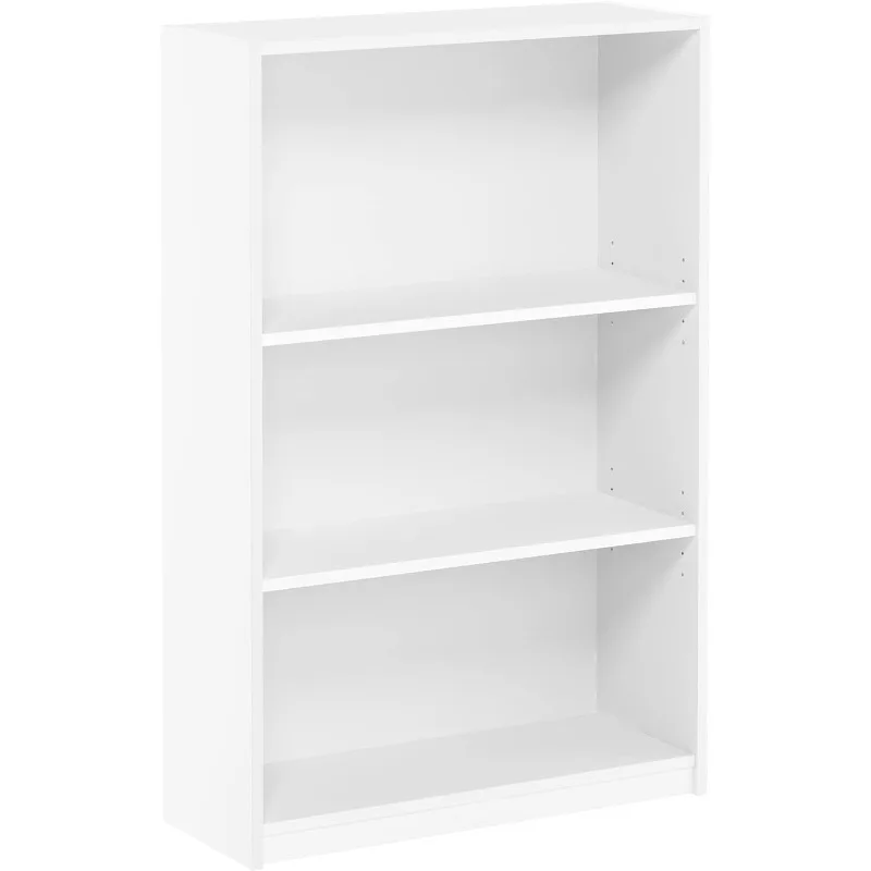 

3-Tier Adjustable Shelf Bookcase, Simple Stylish Design,Sturdy on Flat Surface,9.49"D x 24.41"W x 40.31"H,White