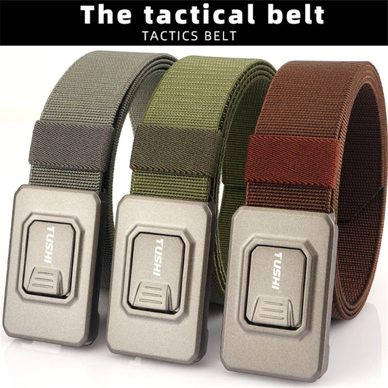 Outdoor Tactical Adventure Nylon Elastic Waistband, Aluminum Alloy Buckle, 120cm * 3.8cm Commuting Training Workwear belt