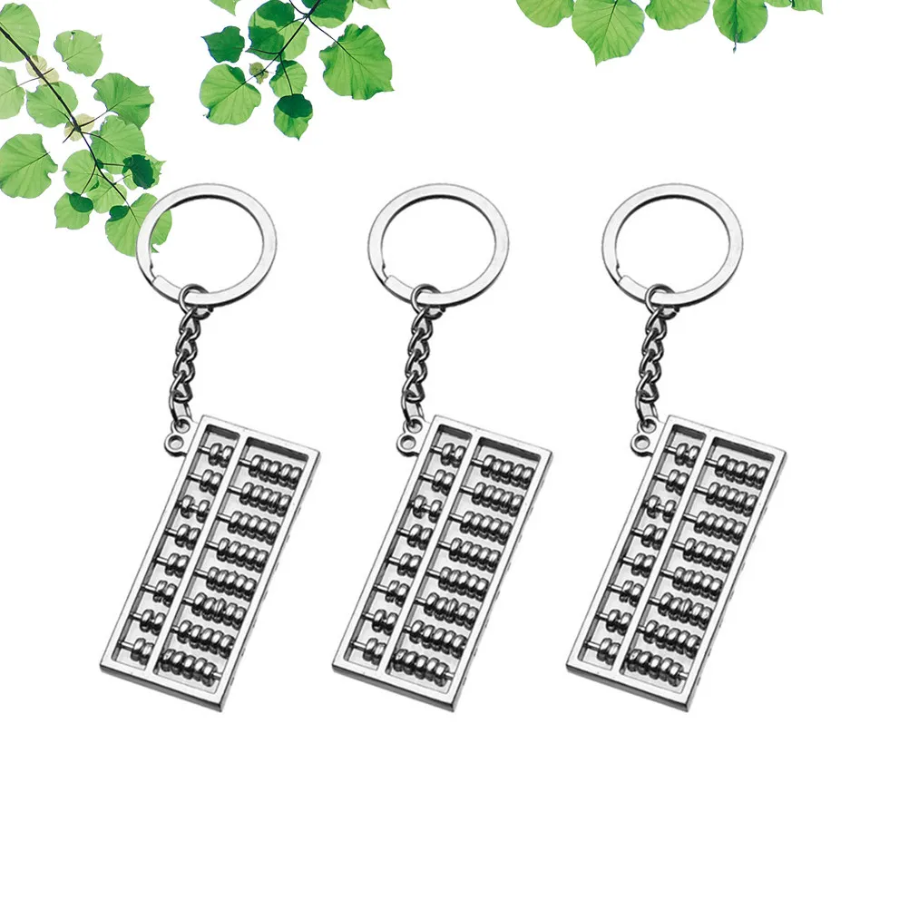 3 Piece Abacus Keychains Silver Key Rings for Bags Backpacks Stylish Unisex Pendants Small Gift Set