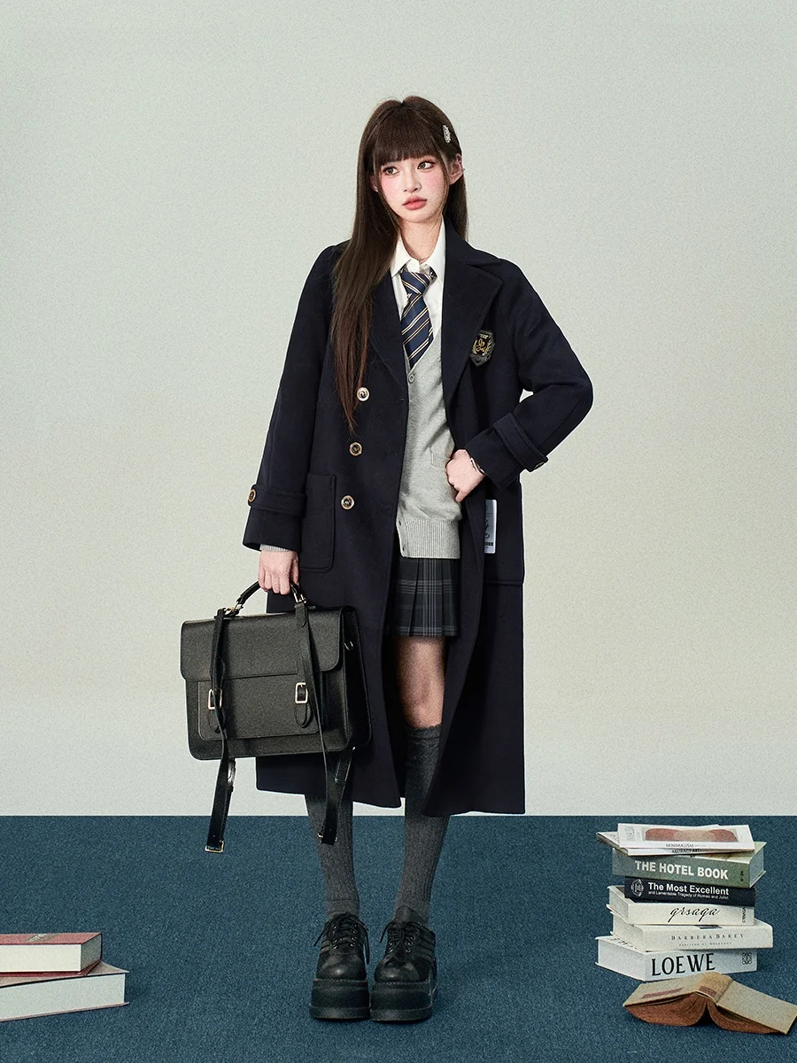 Comfortable Long Women's Coat Korean Style Academy Fashion Autumn Winter New Arrival Lady's Outerwear Straight Cut Thickened