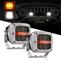 Luz Led de trabajo de conducción de 60W, foco antiniebla de doble Color 6000K DRL, para camión, coche, ATV, SUV, ATV, UAZ, Moto, Tractor