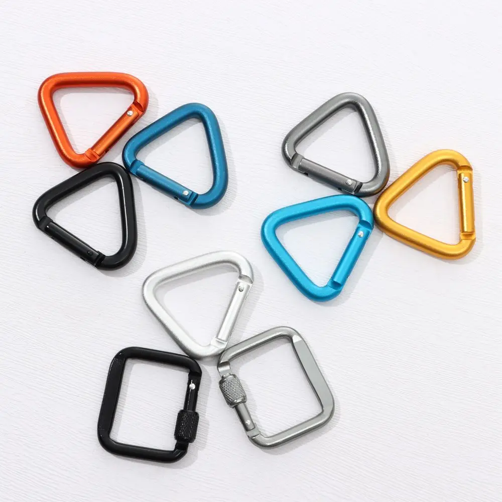 1pc Triangle/Square Carabiner Outdoor Camping Hiking Keychain Snap Clip Hook Kettle Buckle Carabiner Accessories Aluminium