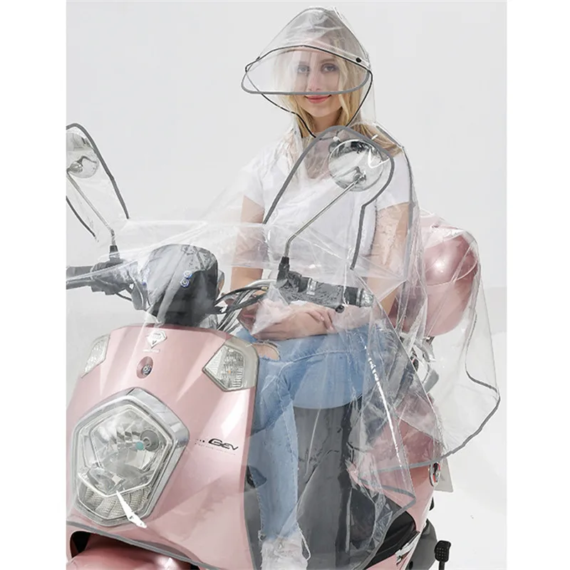 Transparent Motorcycle Raincoat Men Women Bicycle Waterproof Rain Coat Poncho Trench Chubasquero Big Visor