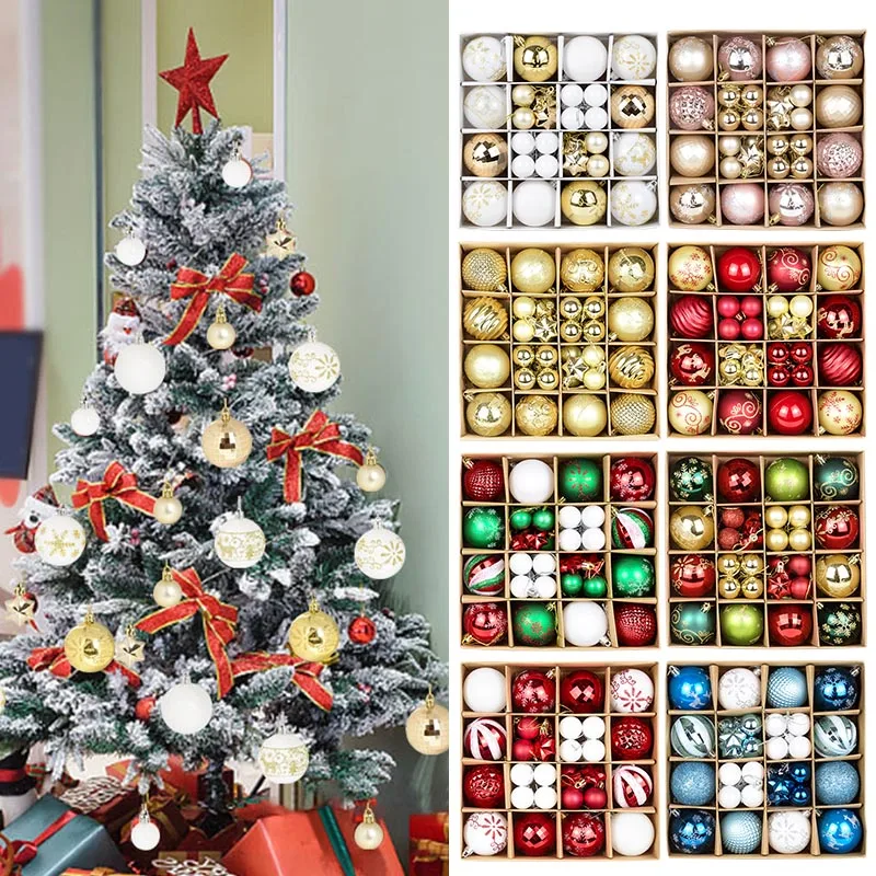 

44Pcs Christmas Decoration Ball Christmas Tree Ornaments Snowflake Balls For Home Decor New Year Navidad Pendant Ball Accessory