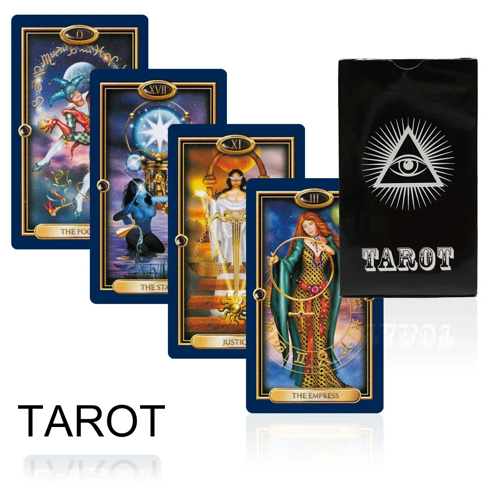 Gold Tarot. Affectional Divination. Oracle Divination .Fate Divination Game. Tarot Divination Beginners.78 Cards. Game Deck