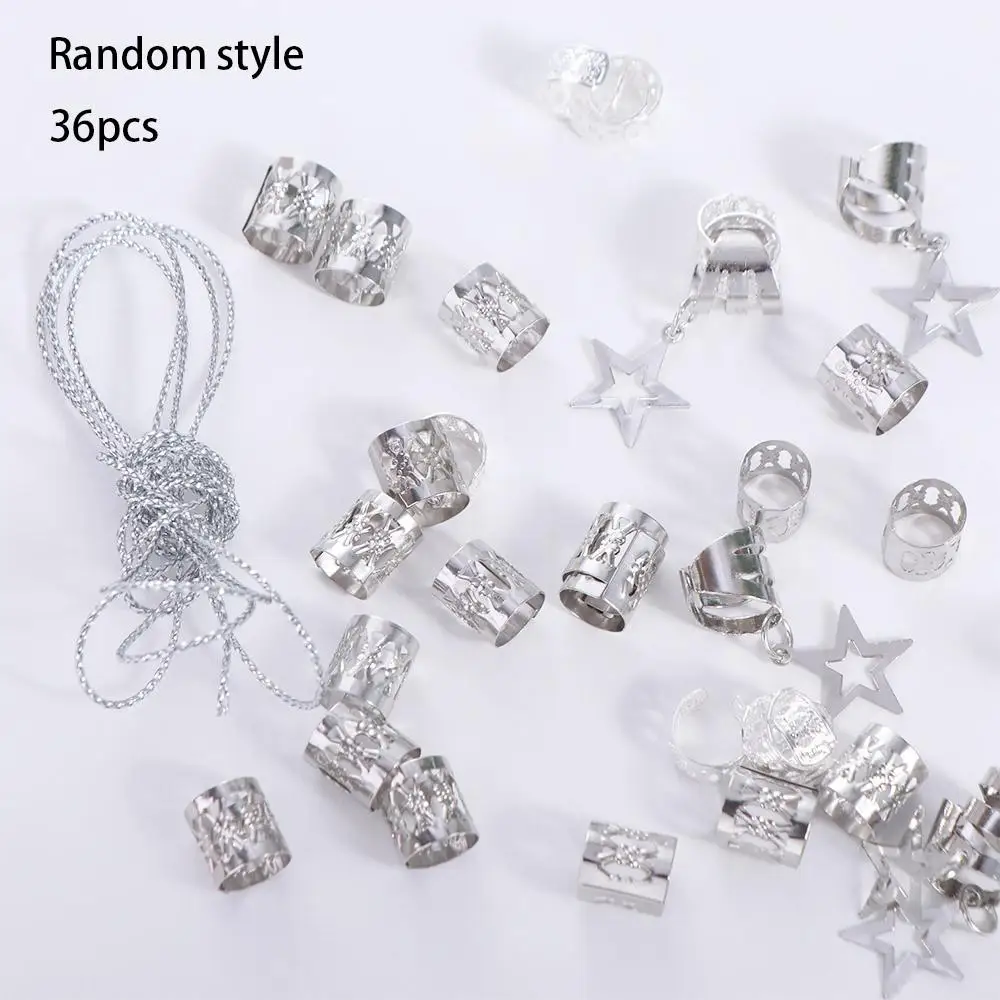 

36 шт., замки со звездами, декор, кольцо для волос, зажимы-манжеты, головные уборы, плетение волос, металлические манжеты, грязные косы, сделай сам, плетеная веревка для волос для женщин