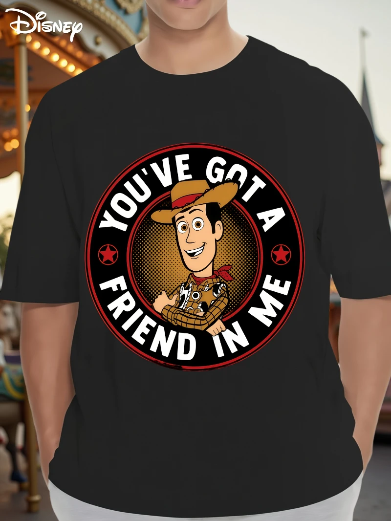 여름 디즈니 남성용 티셔츠, 우디 Youve Got A Friend in Me 패턴, 남성용 캐주얼 라운드넥 반팔 티셔츠