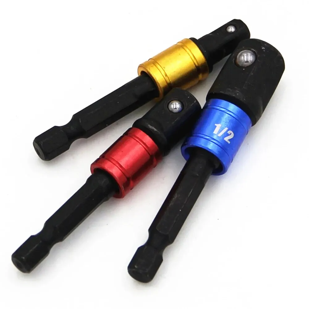 3PC Black Hexagonal Screw Air Screwdriver Conversion Connecting Rod 1/2 Square Head 3/8 Socket 1/4 Electric Tool Accessories