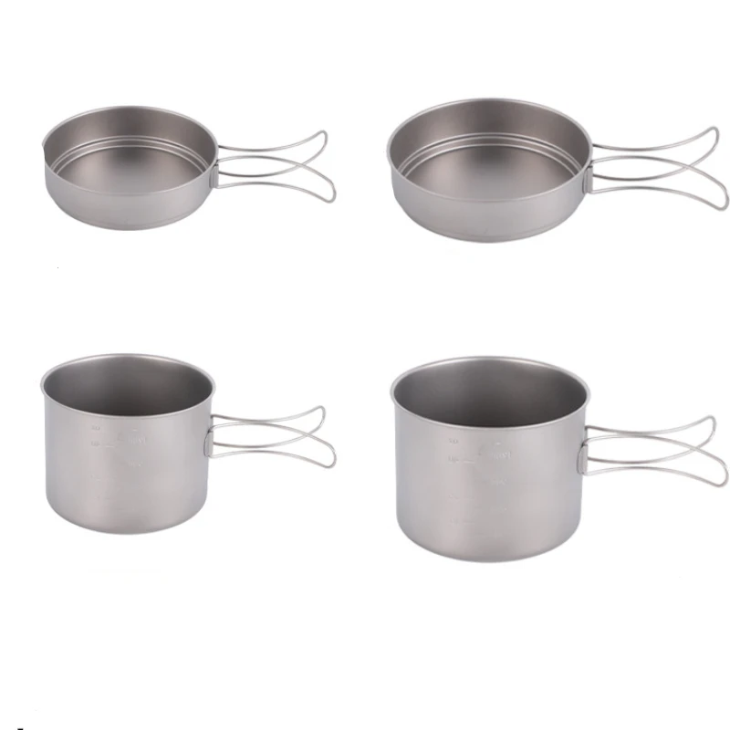 Titanium Ultralight Camping Cookware Set Folding Portable Frying Pan Saucepan Outdoor Cooking Nonstick Tableware Picnic Supplies