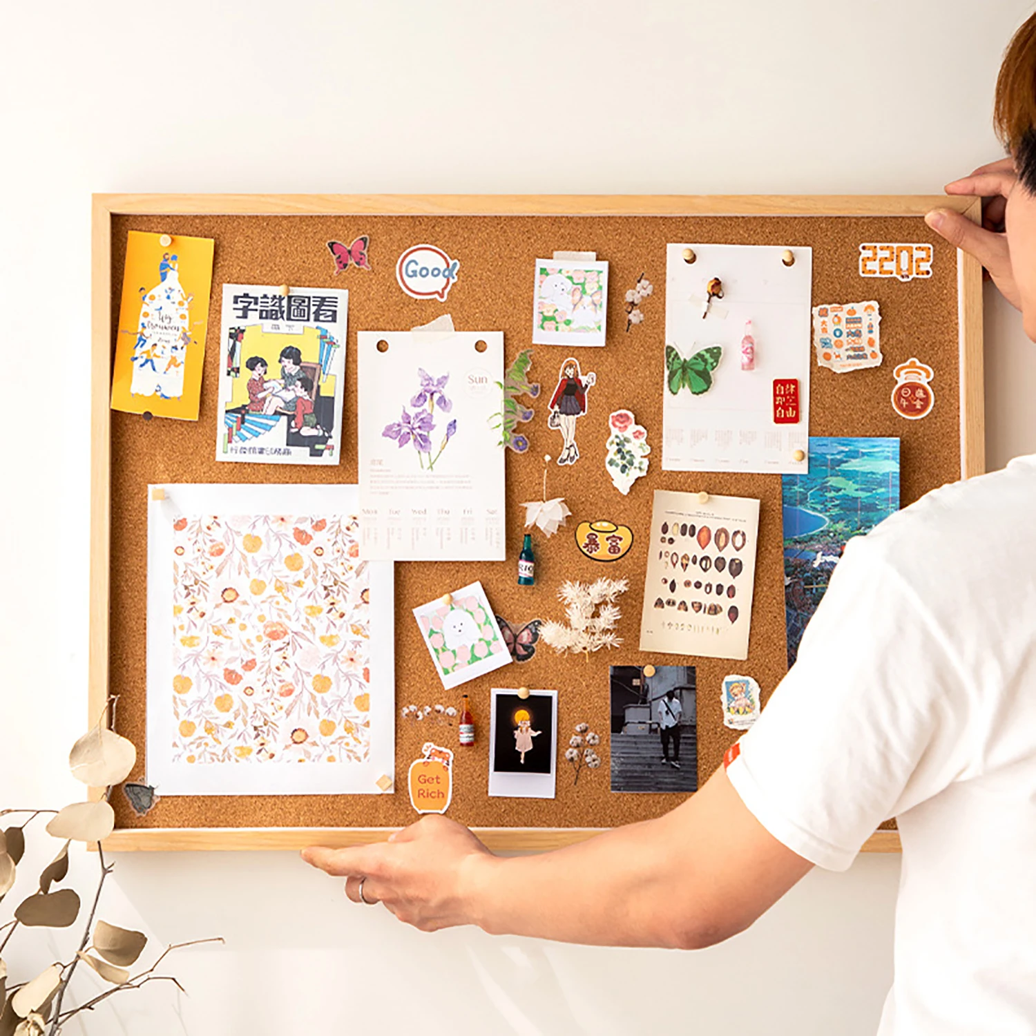 لوحة حائط من الفلين إطار صور معلق لوحة إعلانات رسالة عرض الصورة إطار مذكرة ديكور المنزل والمكتب والمدرسة #2