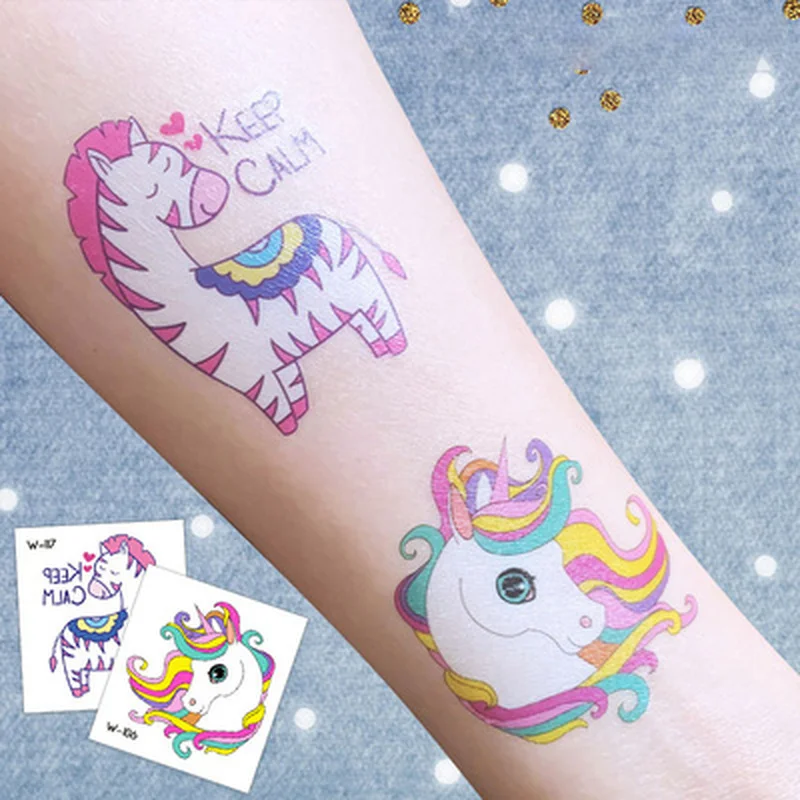 Heißer Verkauf 20 stücke Farbe Einhorn Tattoo Set Gesicht Temporäre Tattoo Mädchen Kind Tattoo Aufkleber Körper Tatoo für Kinder Nette tattoo