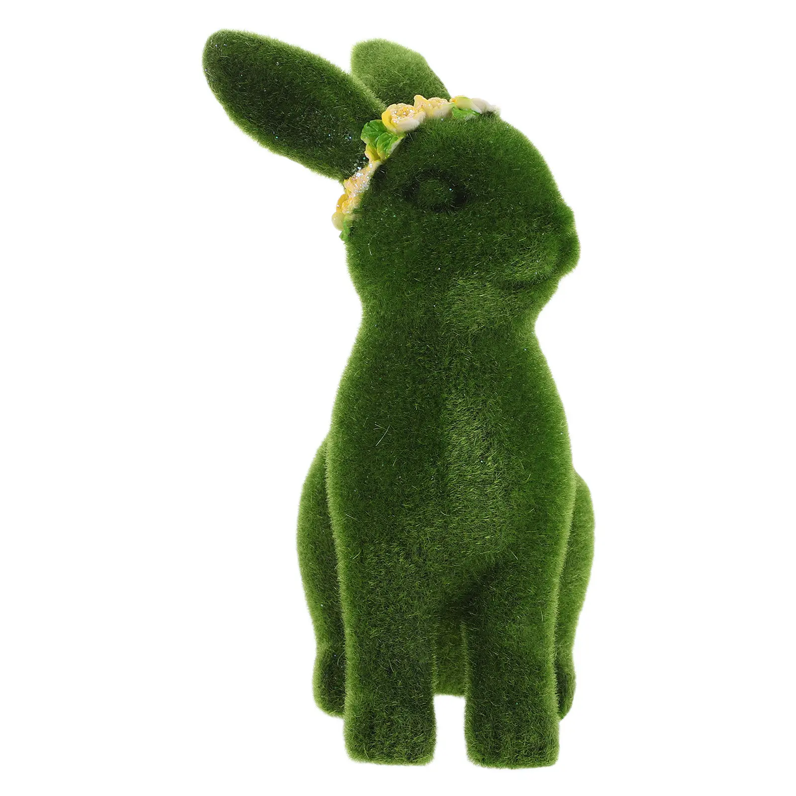 Flocked Rabbit Statue Easter Garden Decor Outdoor Lawn Bunny Sculpture Spring Table Centerpiece Holiday Photo Props