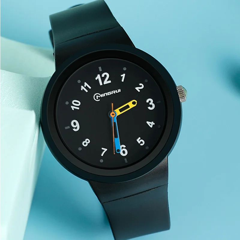 ساعات كوارتز وردية للأطفال بحزام سيليكون مقاوم للماء باللون الأزرق تناظري للأطفال للفتيات والأولاد