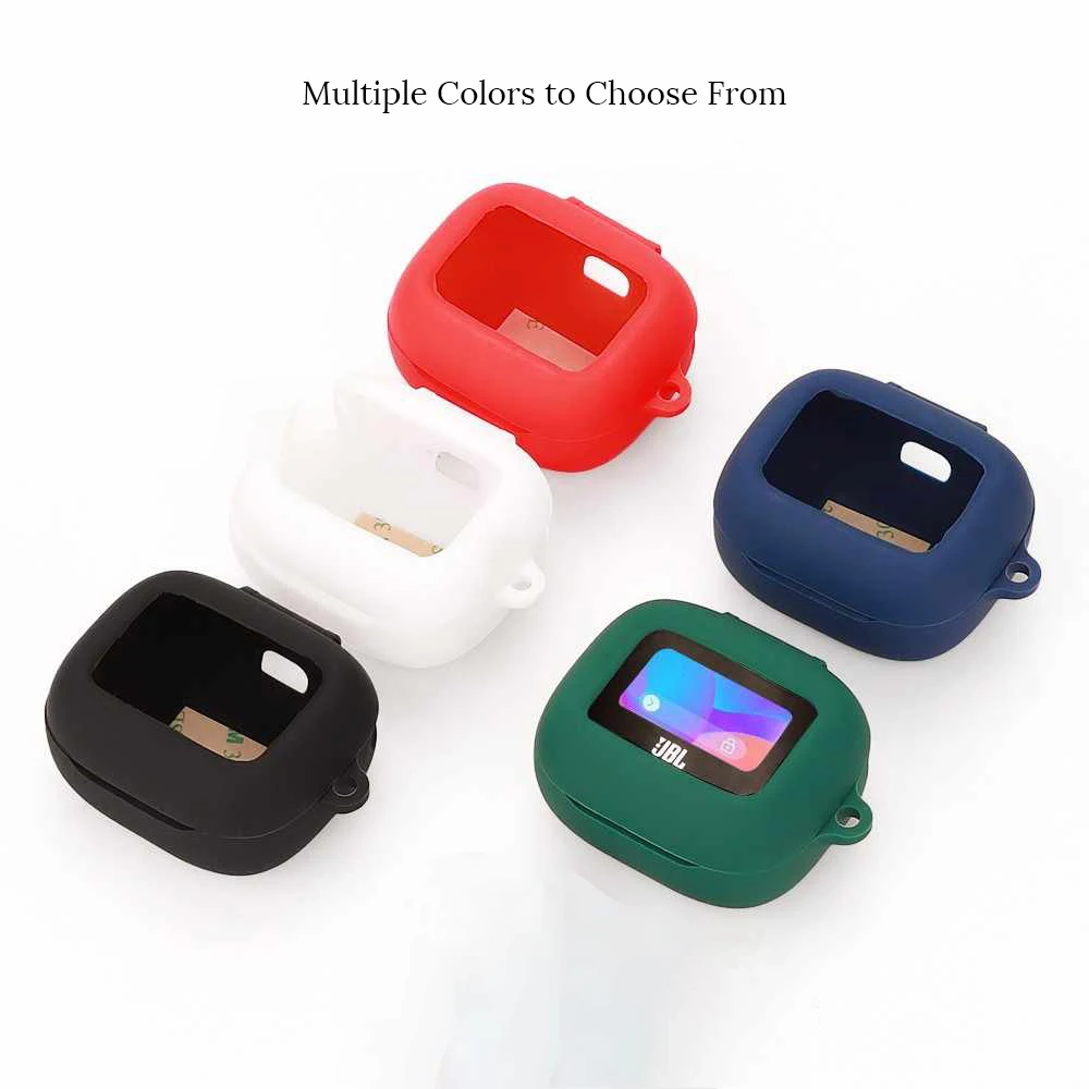 Capa de silicone para jbl live beam 3 fones de ouvido sem fio com mosquetão à prova de choque capa de proteção de corpo inteiro acessórios de fones de ouvido