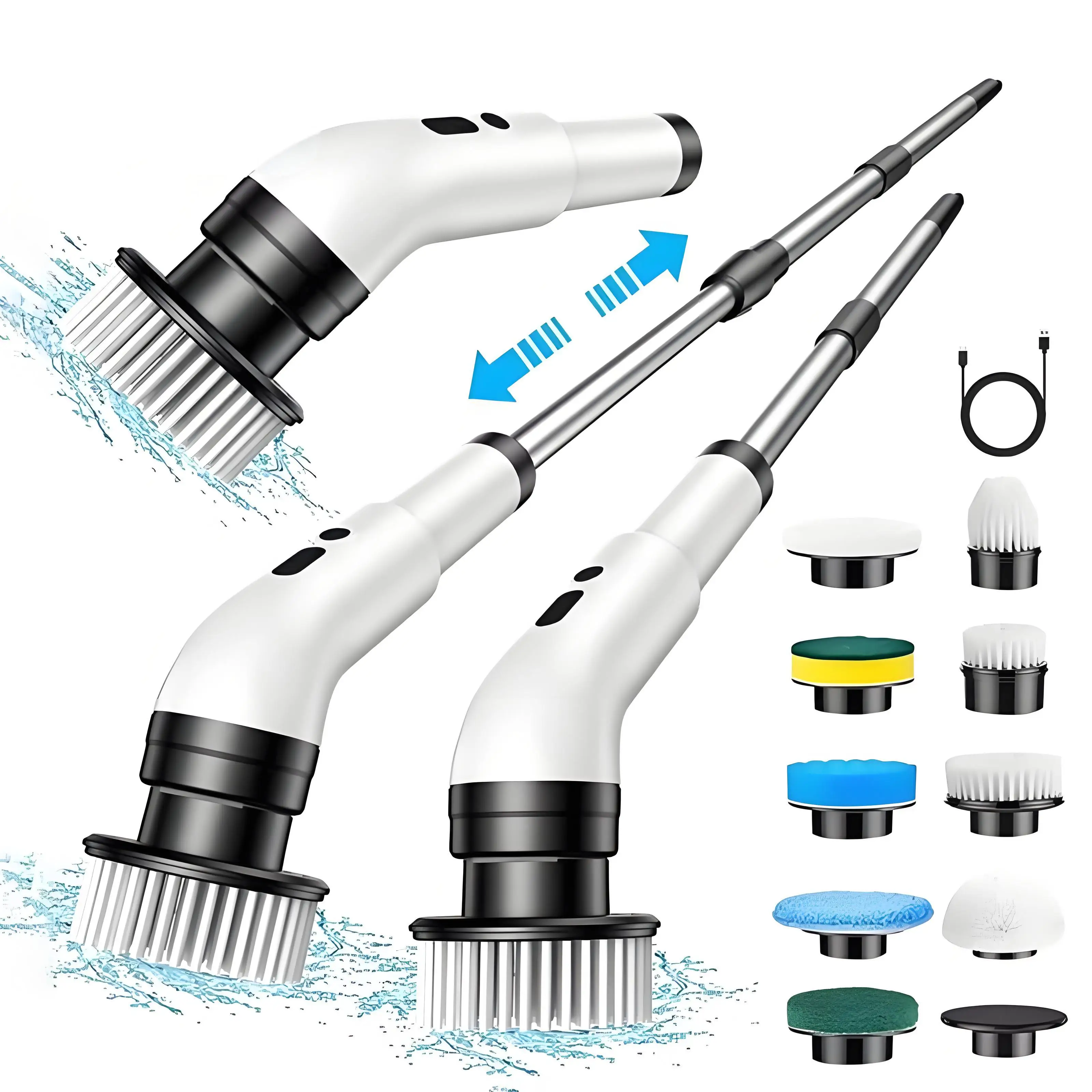 

New Electric Cleaning Brush 9-in-1 Wireless Telescopic Handheld Household Kitchen Floor Bathroom 9 Heads Clean Scrubber