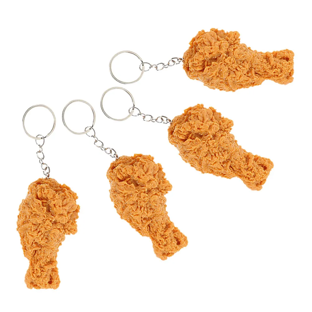 Chicken Wing Keychains 4 Piece Funny Imitation Food Key Rings Novelty Charms for Bags Cars Party Gifts