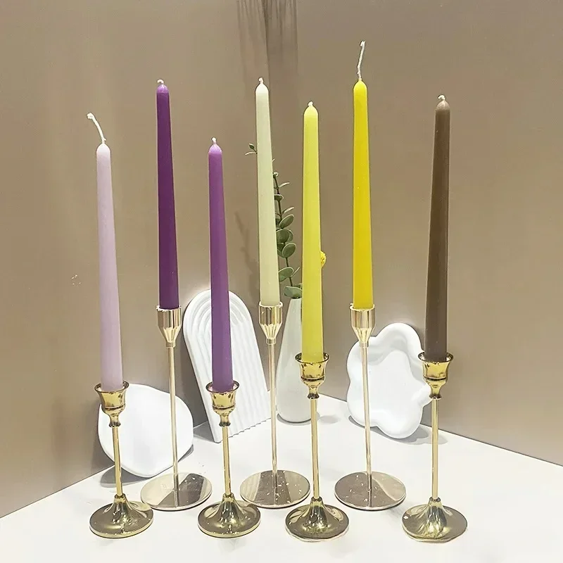 4pcs Wedding Banquet Party Decoration Long Rod Candles Colorful Morandi Long Candles Smokeless And Fragrant Holiday Decoration