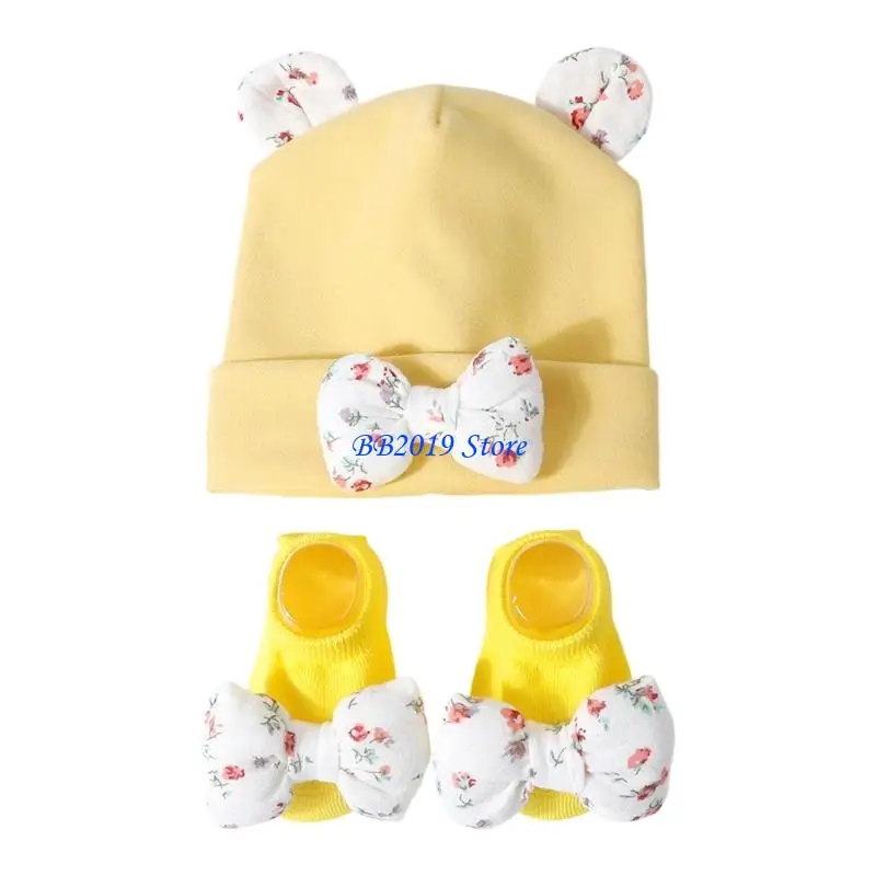 Q0KB Sophisticated Baby Cap Socks Smooth Fabric Fashionable Toddler Hat for Home