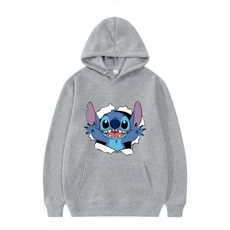 ديزني بسيط لطيف نمط مطبوع هوديس وبلوزات ليلو وستيتش ملابس Y2k مريحة مع غطاء محرك السيارة للرجال والنساء