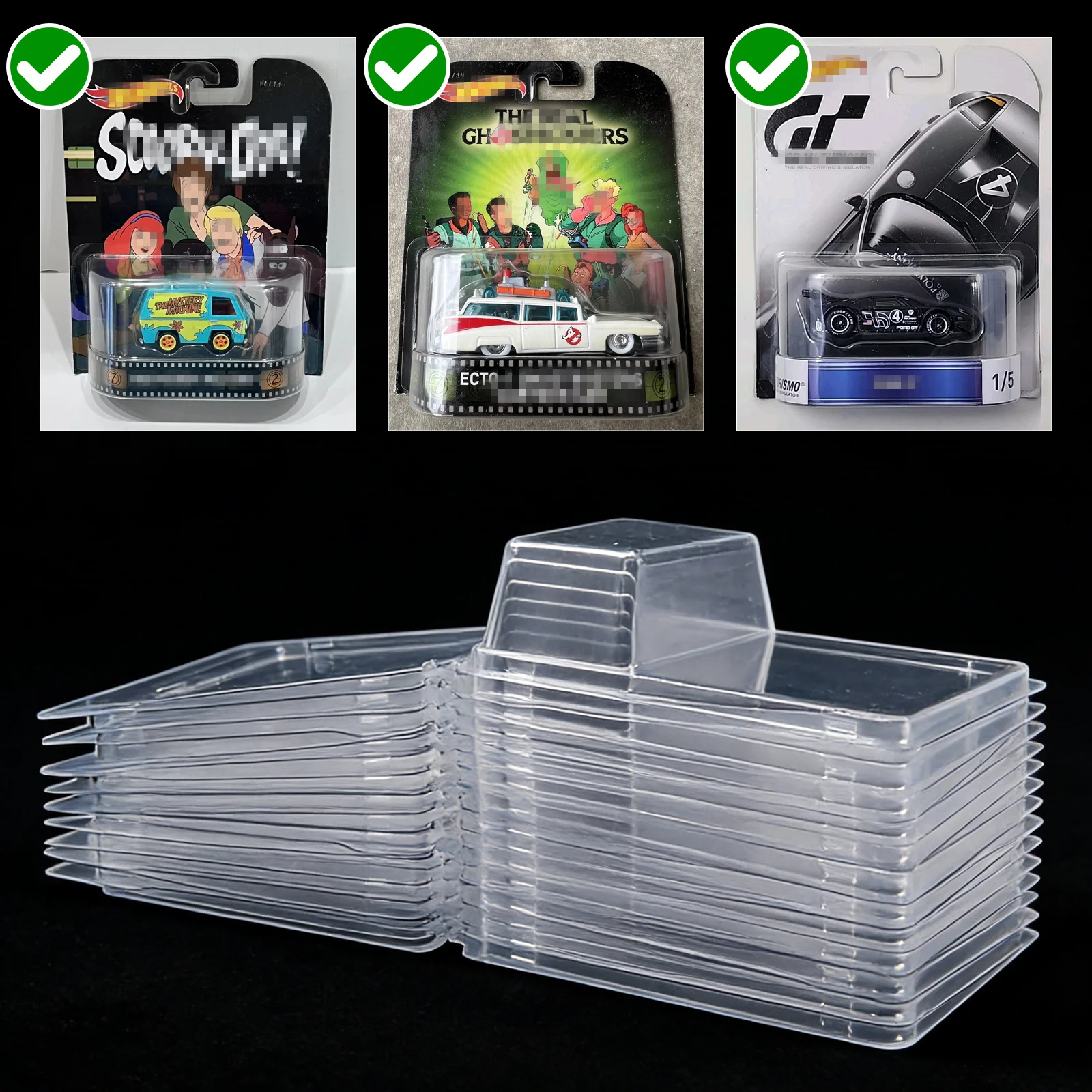 

Clear Display Case Storage Box Clamshell Protector for Premium Retro Movie Reel Card with Base