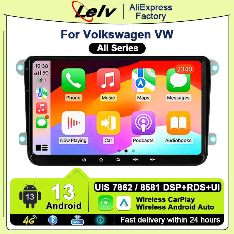 

Lelv 9" Car CarPlay Android Radio For Volkswagen Skoda SEAT Passat Golf Car Multimedia Player 4G GPS Stereo Receiver Autoradio