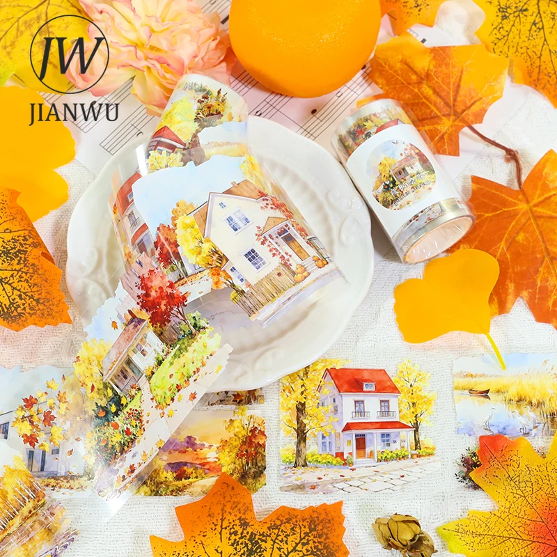 

JIANWU 70 мм * 200 см винтажный осенний дом на дереве пейзажный материал коллаж Скрапбукинг ПЭТ лента креативный DIY журнал канцелярские принадлежности