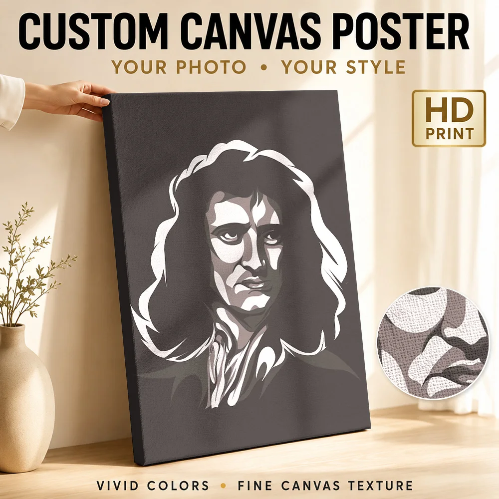 Isaac Newton Canvas Print Poster Custom Photo Modern Aesthetic Canvas Wall Art for Office Decor Collectible Ready to Hang Gift
