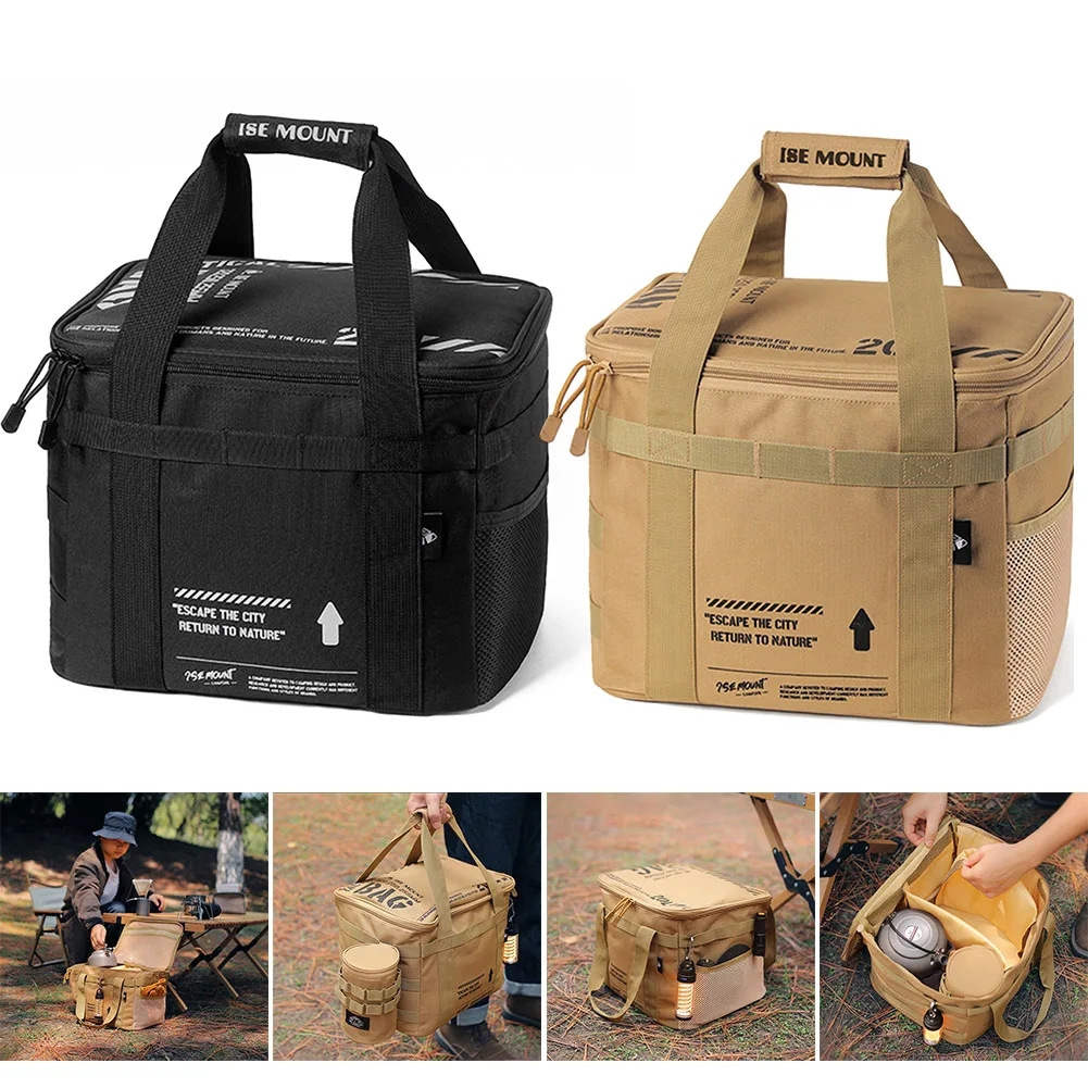 

20 L Cookware Storage Bag Large Capacity Picnic Bag Removable Dividers Gas Tank Tableware Box for Beach Picnic Road Trip Travel