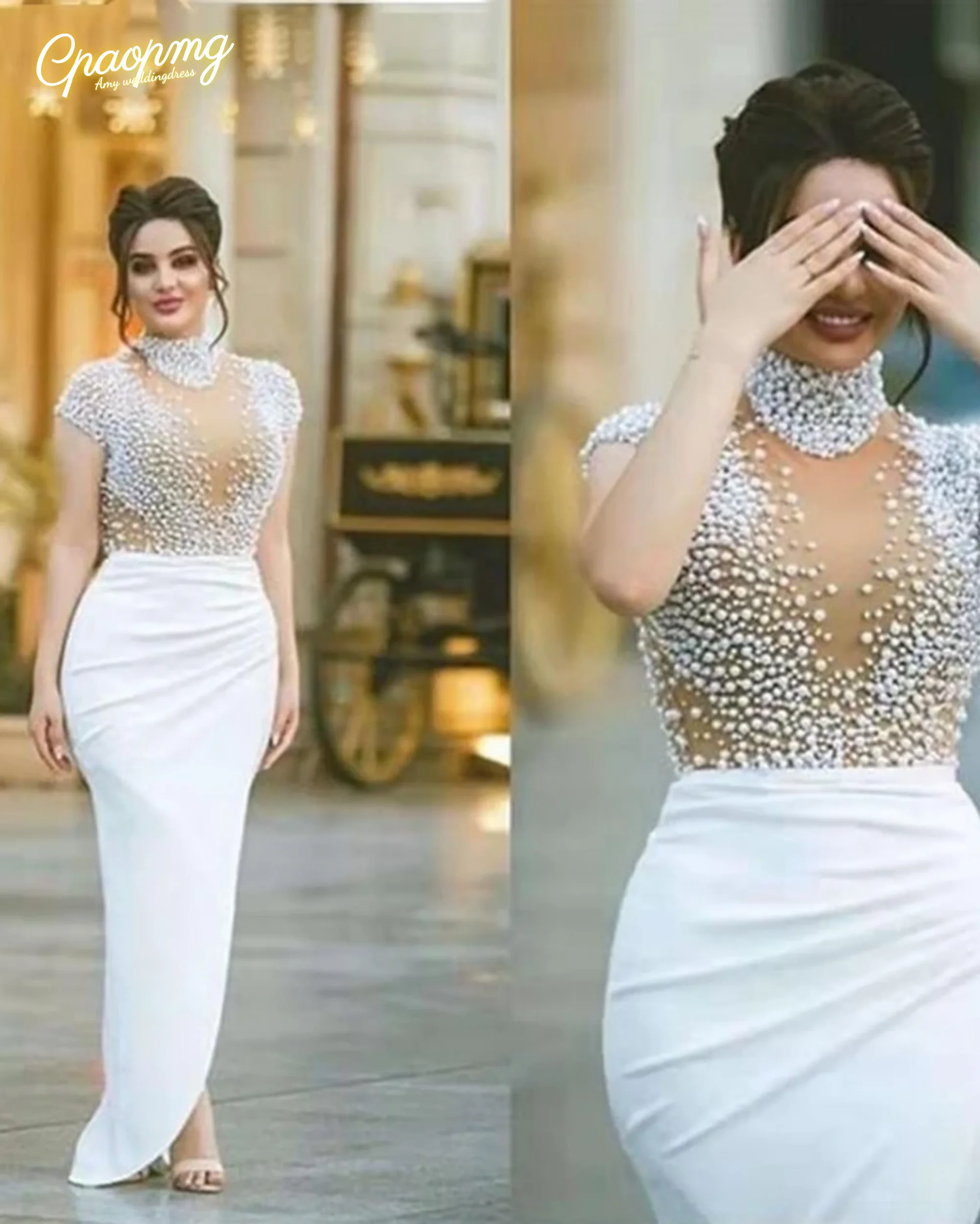 

Белые роскошные бусины и жемчуг по индивидуальному заказу, вечерние платья русалки, женские вечерние платья, Vestidos De Gala, элегантные длинные платья для выпускного вечера