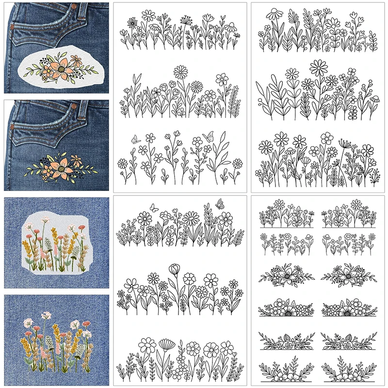 

Water Soluble Stabilizer Embroidery Patterns, Stick And Stitch Embroider Paper Wash Away, Flower Floral Daisy Butterfly Designs