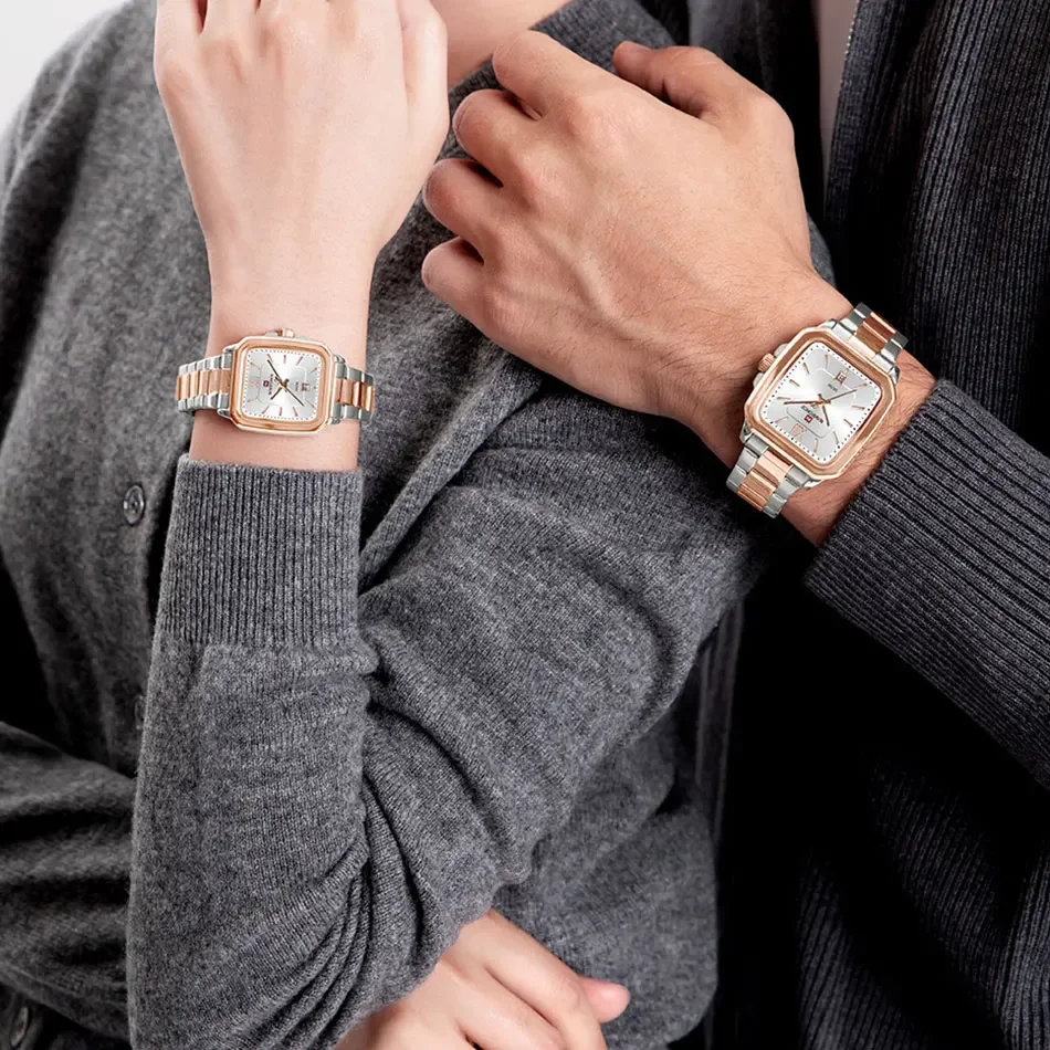 NAVIFORCE Paar Uhr Wasserdicht Casual Mode Frauen Männer Quarz Uhren Damen Edelstahl Hohe Qualität Uhr Liebhaber Datum Geschenk