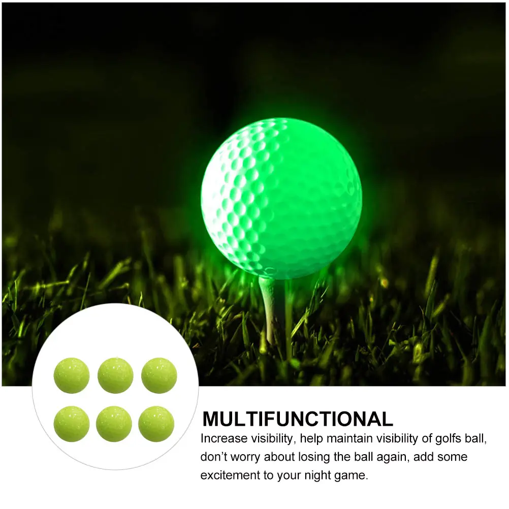 

6pcs 6 Fluorescent Golf Balls Night Ball Synthetic Rubber Glow Marker Reusable Training Evening Practice Golf Equipment