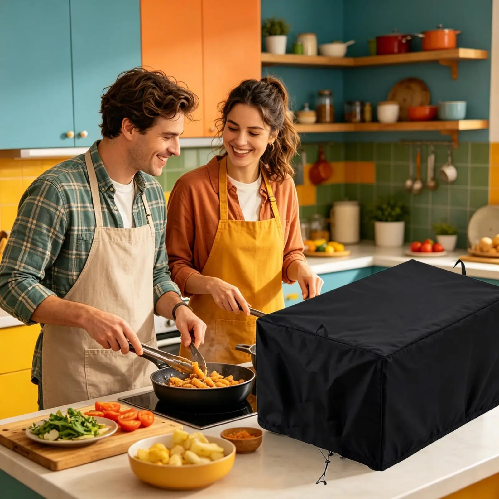 Deep Fryer Cover with Drawstring Heavy Duty Protector 12x22x16inch Case for Indoor Outdoor Kitchen Garage Balcony Home