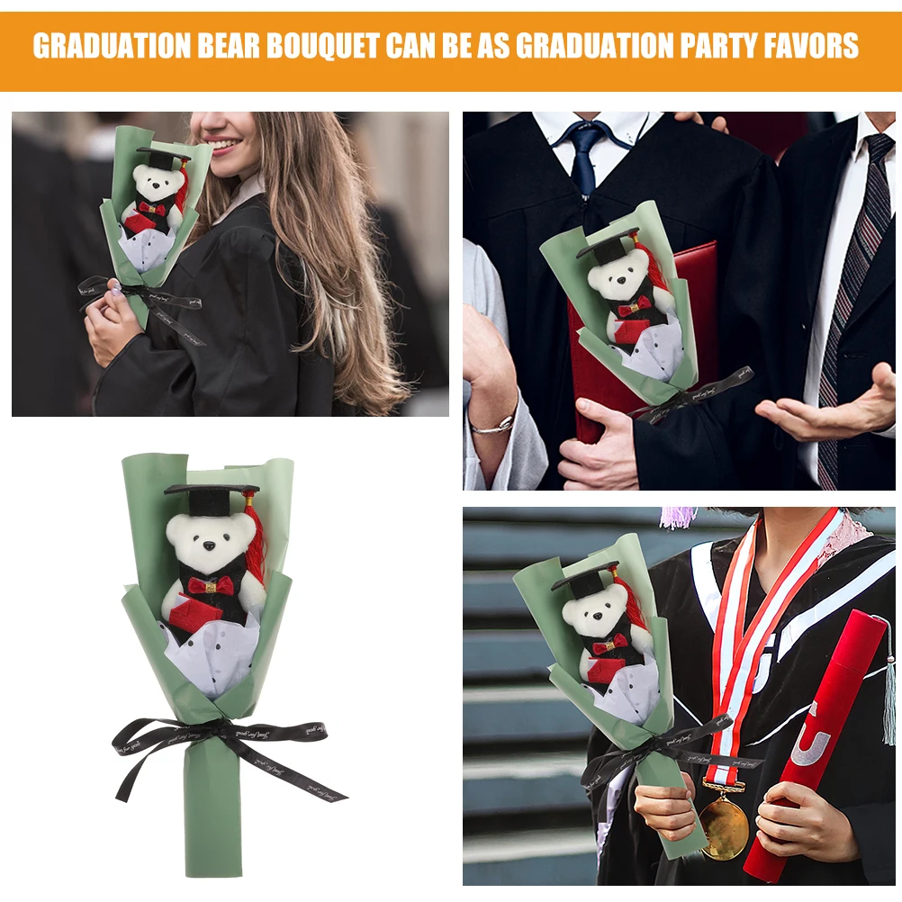 

2 Pcs Bouquet of Bears Graduation Season Decorations Congratulations for Cute Nursery Soap Flower Animal Toy Cloth Banquet