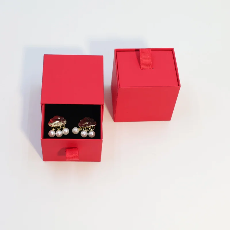 50 Stück Schmuckschachteln aus rosa Papier ohne Logo, modische minimalistische Geschenkverpackung für Ringe, Ohrringe, Halsketten, für kleine Unternehmen – Detail 6