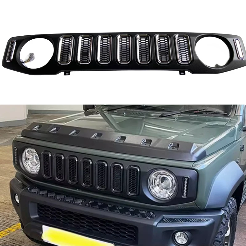 Car Illuminated Grille Fit for Jimny JB74 2019-2023 Modification Carbon Fiber Pattern Air Intake Grille High Quality ABS Grille