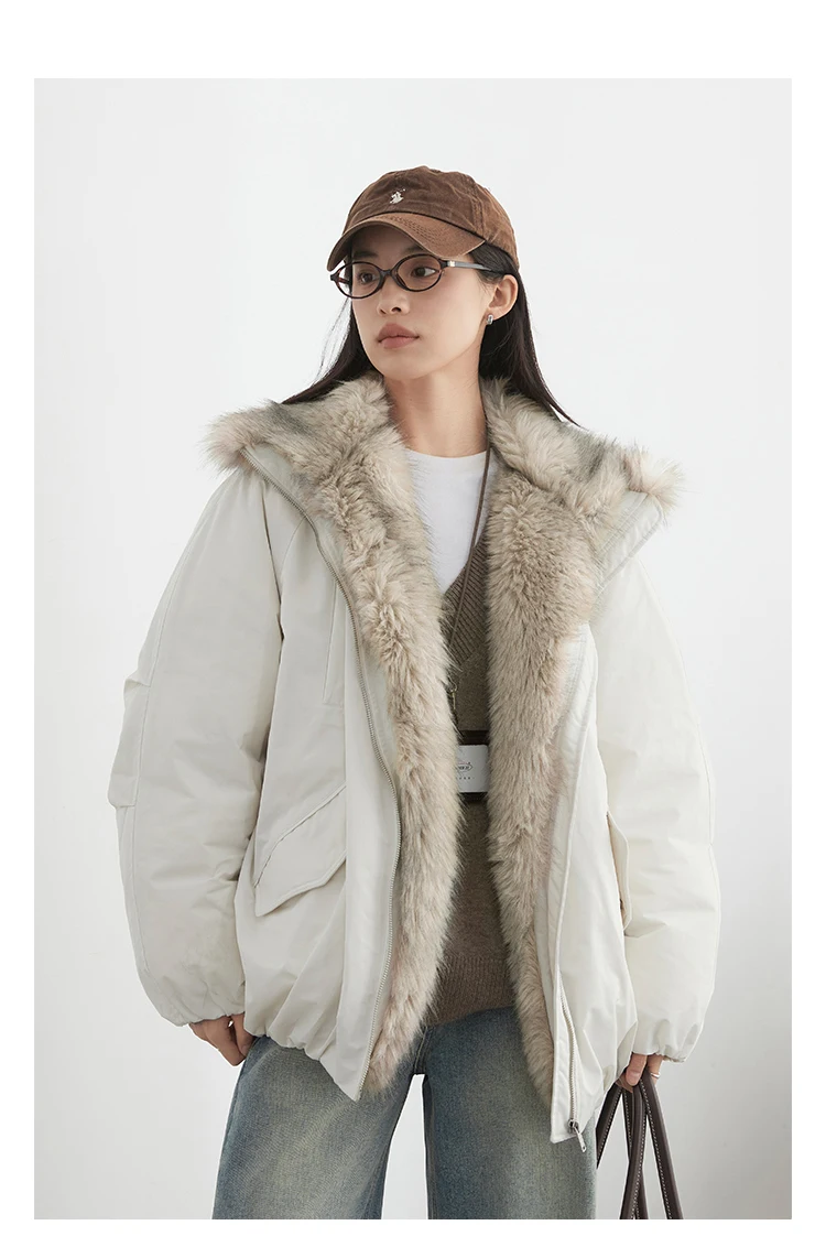 CHIC VEN New Women Down Coat Solid Hooded Loose Casual Faux Fur Collar 90 White Duck Down Ladies Down Jacket Autumn Winter 2026