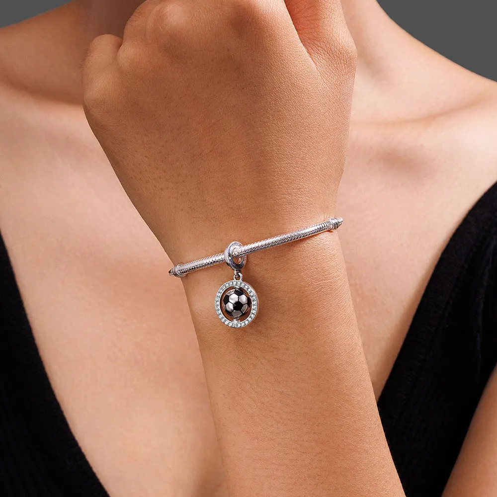 925 كرة القدم الفضية سحر الرياضة البرازيل الأرجنتين نجم كرة القدم رقم. 10 خرز جيرسي مناسب للسوار الأصلي هدية مجوهرات DIY