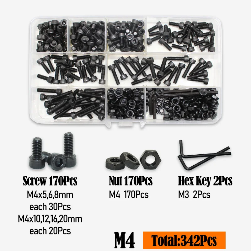 2500 Sechs kant Inbus Innen sechs kant schraube Kopfs ch raube m2 m2, 5 m3 m4 m5 m6 schwarz 2,5 Grad Kohlenstoffs tahl Schrauben Mutter Unter leg scheibe Sortiment – Detail 13