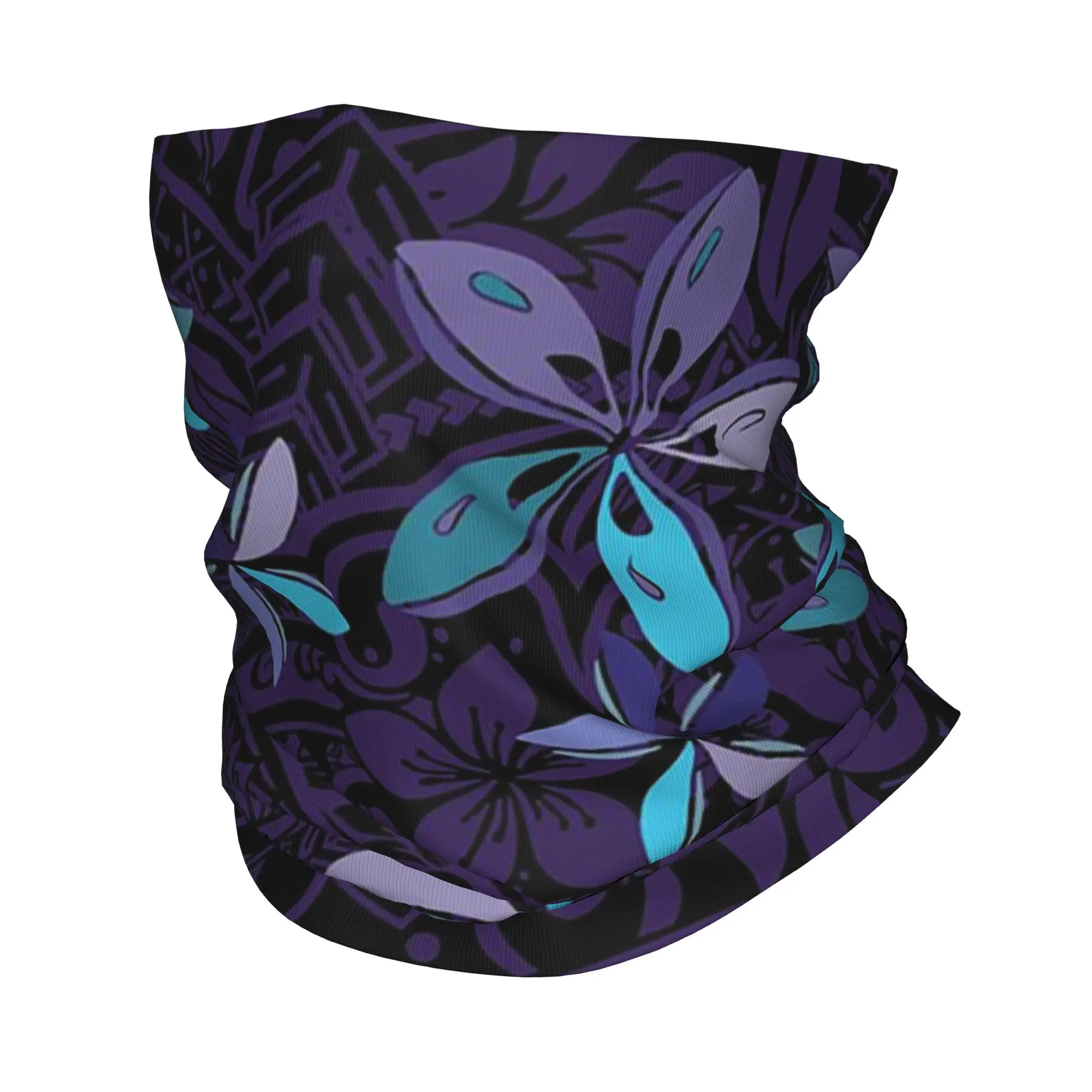 Hawaiian Purple Samoan Tiare Tribal Jungle Print Bandana Neck Gaiter Printed Wrap Mask Scarf  Headband Running Unisex Adult