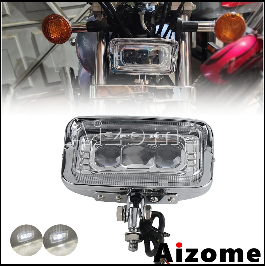 

Винтажные мотоциклетные светодиодные фары на заказ, дальний/ближний свет, старая школа, ретро, прямоугольный головной светильник для Honda Yamaha Suzuki Kawasaki