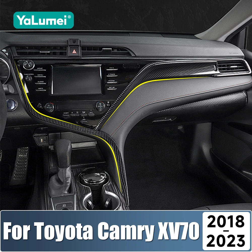 

Для Toyota Camry 70 XV70 2018 2019 2020 2021 2022 2023 ABS салон автомобиля центральное управление отделка приборной панели полосы карбоновые наклейки