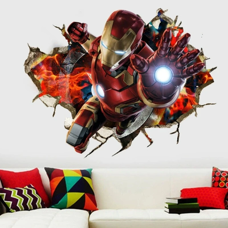 

Комиксы Marvel 3d стерео Мстители Супермен Железный человек мультфильм красивый наклейки на стену обои спальня украшения для гостей